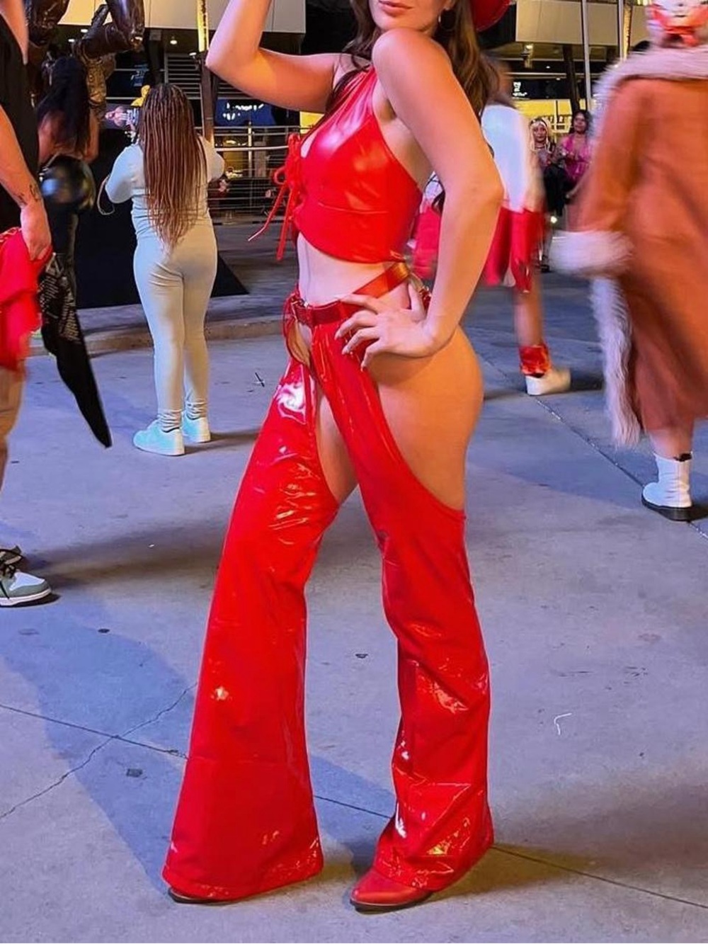 lorlie bebesota red sexy vinyl cowgirl costume WITH ADDITIONAL TOP 🤠🍒